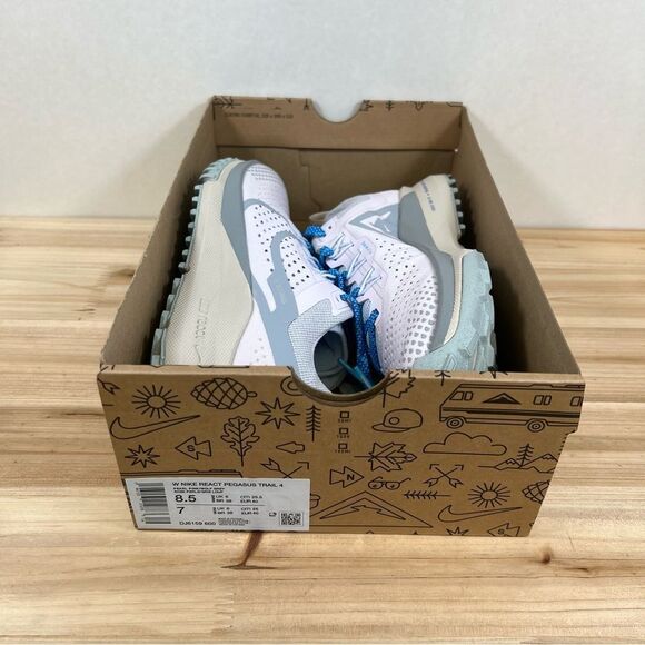 Nike React Pegasus Trail 4 running shoes Women's 8.5 Pearl Pink wolf grey - Picture 10 of 10